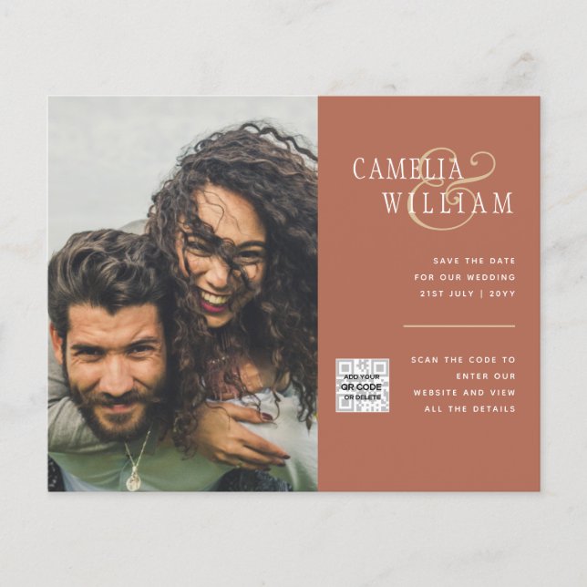 Flyer CÓDIGO QR de Terracota Invitar a guardar fecha (Frente)