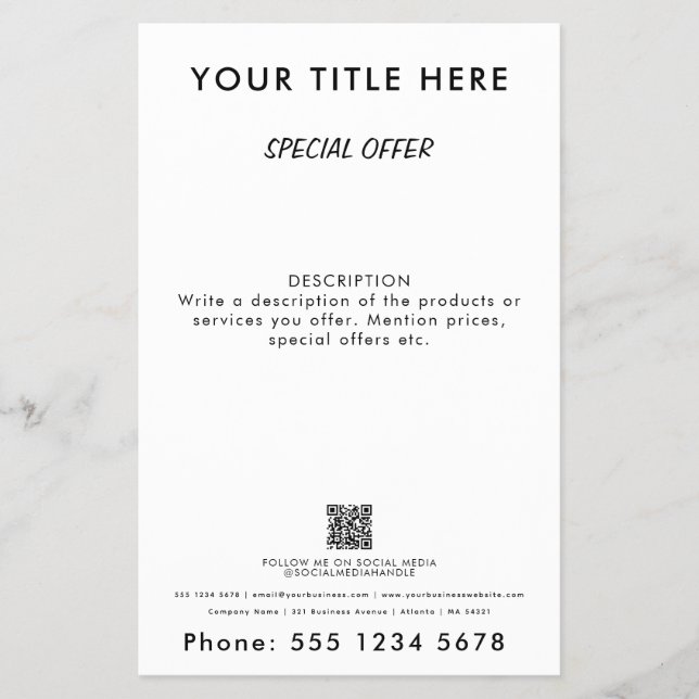 Flyer Código QR de venta promocional profesional (Frente)