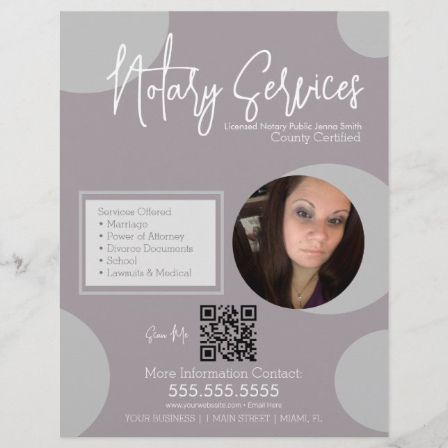 Flyer Código QR del guión del script del servicio de not (Frente)