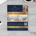 Flyer código QR del inmobiliario profesional moderno<br><div class="desc">inmueble de oro de inmobiliaria profesional inmobiliario Business Card agrega tu fuente de escritura moderna y fotográfica. Añadir su código QR</div>