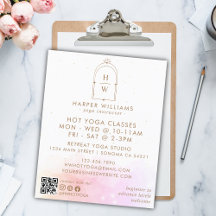 Código QR del instructor de yoga en monograma rosa