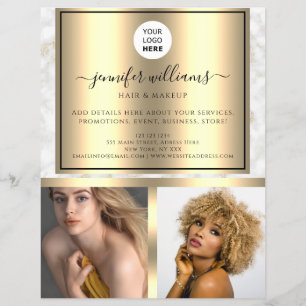 Flyer Código QR del logotipo de la foto Mármol dorado pr