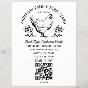 Flyer Código QR del puesto de granja familiar de huevos