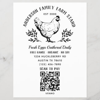 Flyer Código QR del puesto de granja familiar de huevos 