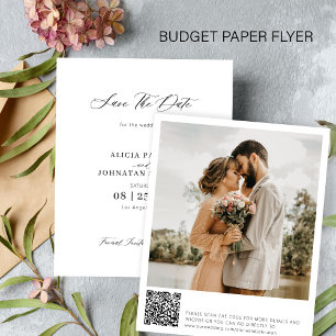 Flyer Código QR económico foto boda guardar fecha