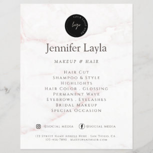 Flyer Código QR Elegante Rosa Oro Rubor Marble Stone