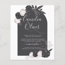 Flyer Código QR para Rosa de Rubor negro todo en 1 Boda