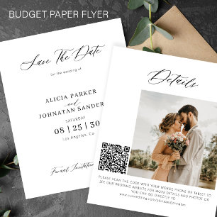 Flyer Código QR presupuesto foto elegante boda guardar l