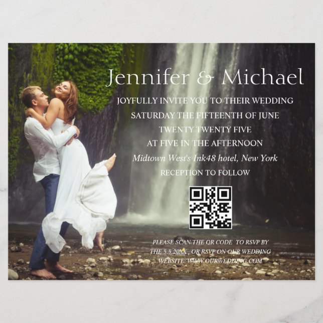 Flyer código qr presupuesto invitación a boda de fotos r (Frente)