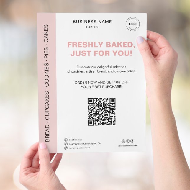 Flyer Código QR Promocional de Panadería (Bakery QR Code Promotional Flyer)