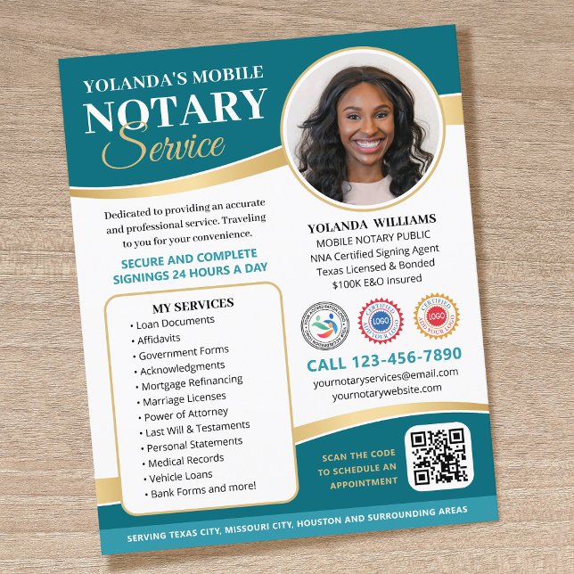 Flyer Código QR Público de Notaría Móvil Elegante Editab (Subido por el creador)