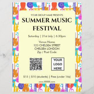 Flyer Código QR y logotipo del Festival de Música de Ver