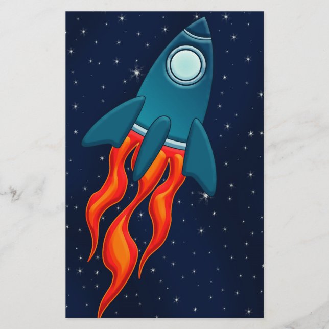 Flyer Cohete Espacial Lindo y Diseño de Espacio Exterior (Frente)