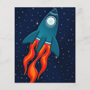 Flyer Cohete Espacial Lindo y Diseño de Espacio Exterior