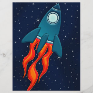 Flyer Cohete Espacial Lindo y Diseño de Espacio Exterior