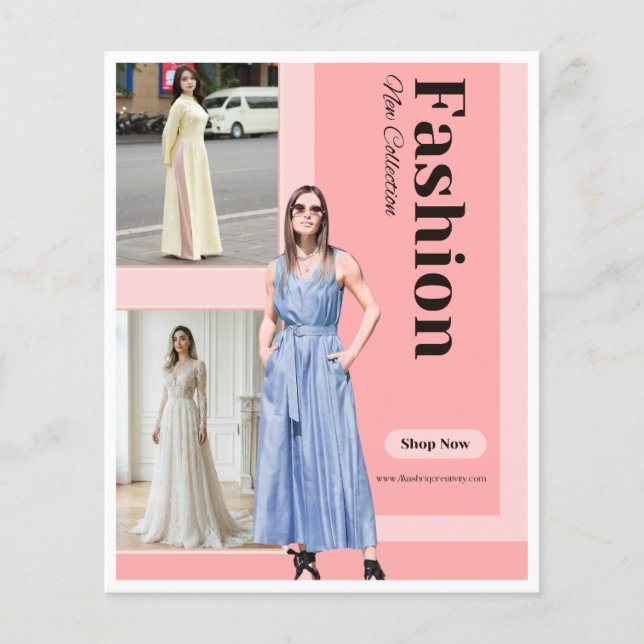 Flyer Colección Nueva de Moda Serif Rosa Chic y Moderna  (Frente)