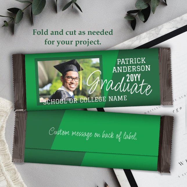 Flyer Colgador de barra de vándalos verde (green graduate grad graduation party favor candy custom wrapper label DIY low cost budget)