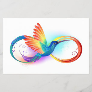 Flyer Colibrí arcoíris con símbolo de infinito