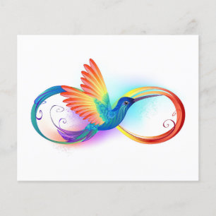 Flyer Colibrí arcoíris con símbolo de infinito