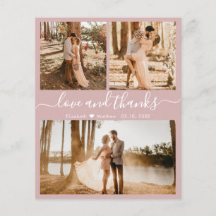 Flyer Collage de fotos de presupuesto Boda rosa Gracias