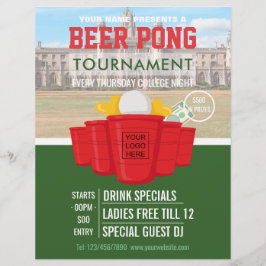 Flyer College Beer Pong TTorneo agrega logo y foto