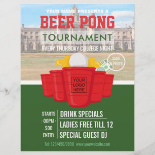 Flyer College Beer Pong TTorneo agrega logo y foto