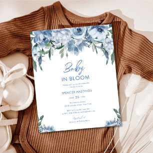 Flyer Color de agua de presupuesto Dusty Blue Floral Bab