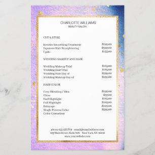 Flyer Color de agua moderno Blau Oro rosa