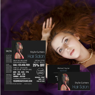Flyer Color de pelo de moda, estilista de cabello, anunc