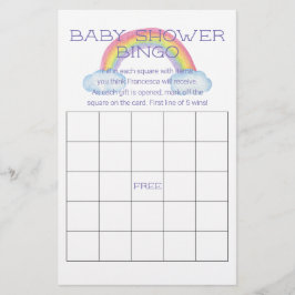 Flyer Colorida tarjeta de juego de bingo Rainbow Baby Sh