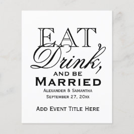 Flyer Comer, beber y casarse con una boda personalizada