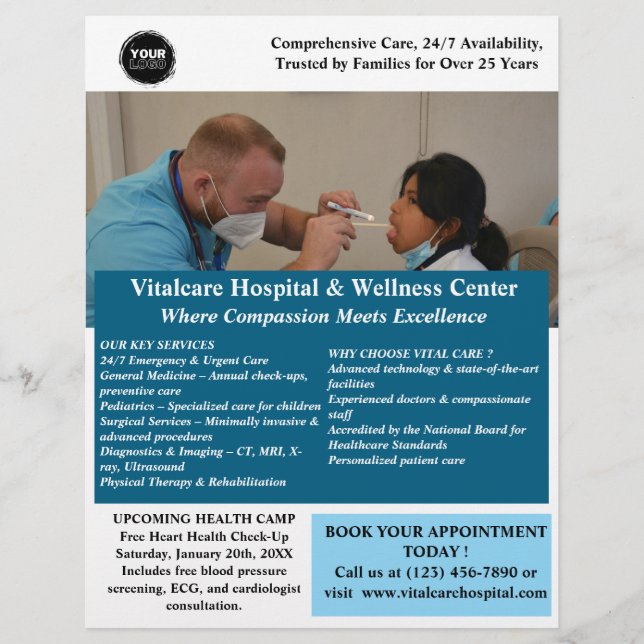 Flyer Comercialización hospitalaria o clínica (Frente)