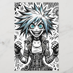 Flyer cómic anime alegre arte original blu_eyes black_a