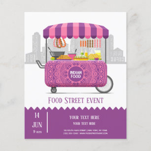 Flyer Comida indiana de la calle de la comida