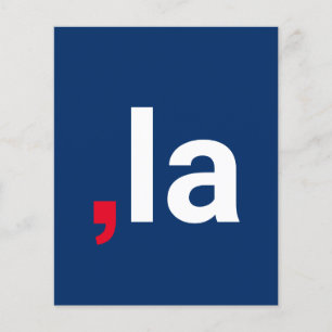 Flyer Comma La kamala pronunciación divertida azul rojo 