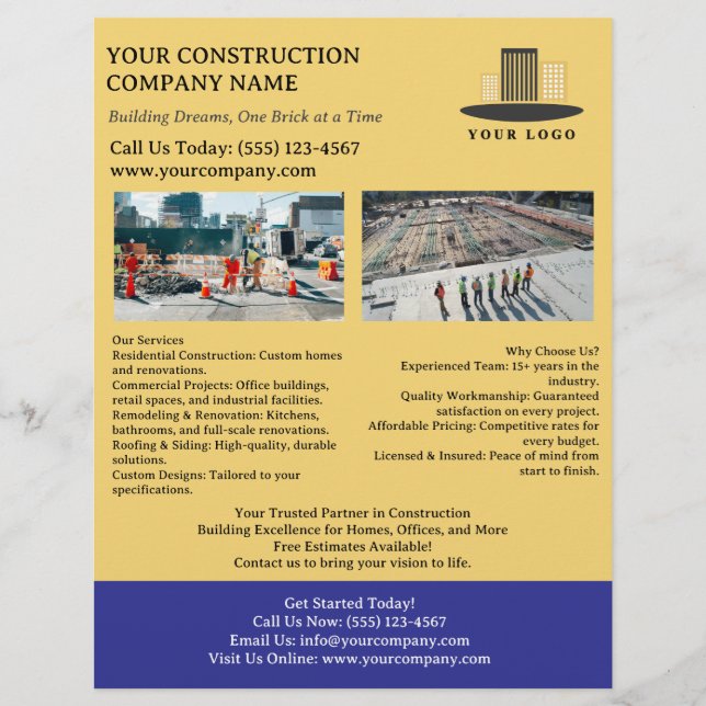 Flyer Compañía de Construcción Personalizada  (Frente)