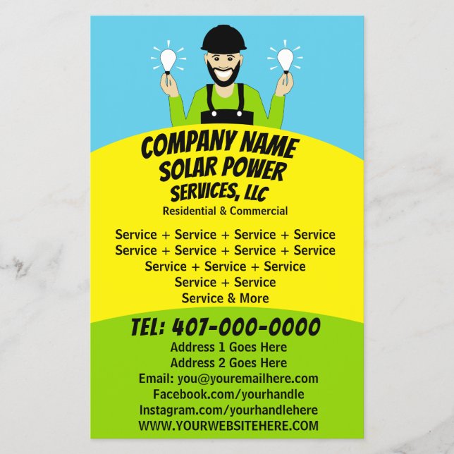 Flyer Compañía de servicios de bombilla de panel solar (Frente)