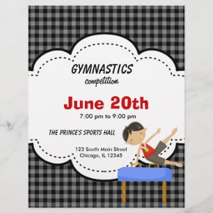 Flyer Competencia de gimnasia masculina (negro)