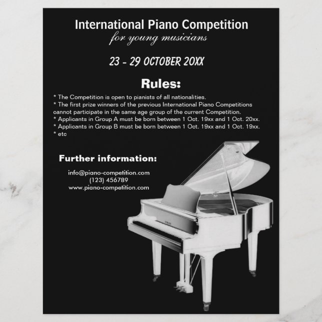 Flyer Competencia de piano (Frente)