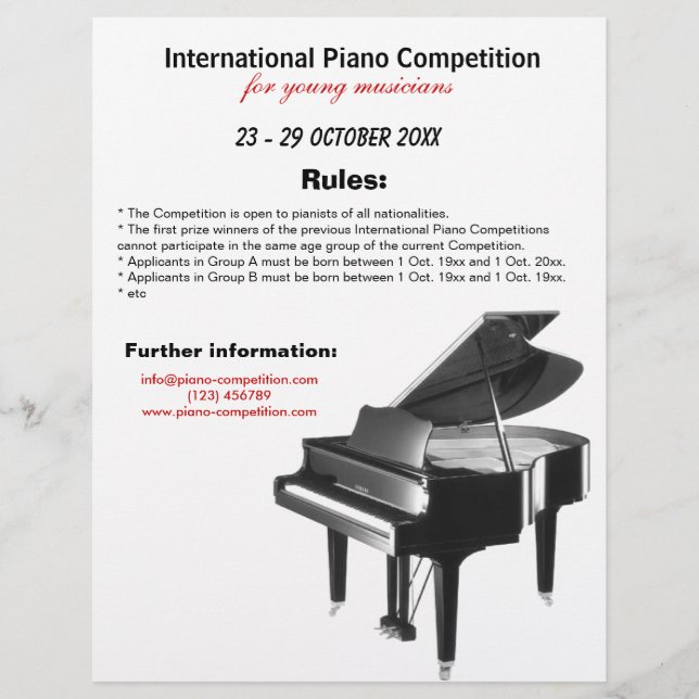 Flyer Competencia de piano (Frente)