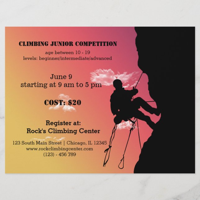 Flyer Competencia de Rock Climbing (Frente)