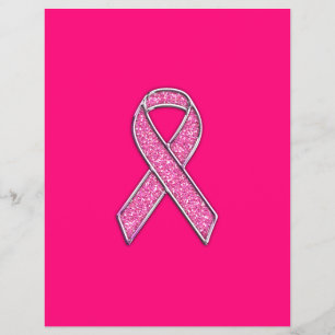 Flyer Conciencia de la cinta rosa con estilo Purpurina c