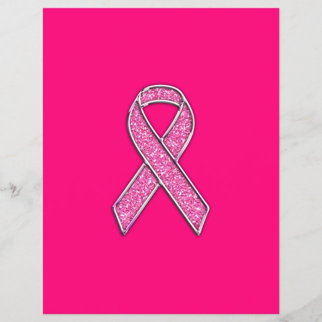 Flyer Conciencia de la cinta rosa con estilo Purpurina c (Frente)