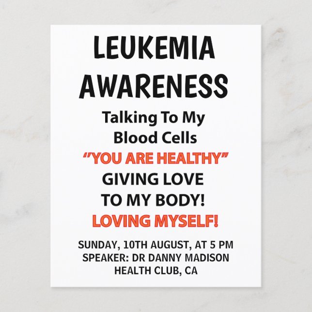 Flyer Conciencia sobre la leucemia (Frente)