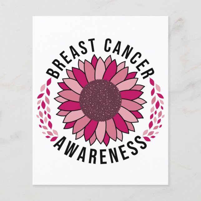 Flyer Concienciación sobre el cáncer de mama Apoyo Flor  (Frente)