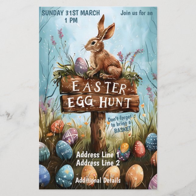 Flyer Conejo de conejo de pascua - Caza de huevos de pas (Frente)
