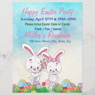 Flyer Conejo de Pascua Rosa 2, feliz Fiesta de Pascua