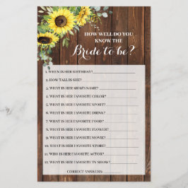 Flyer ¿Conoces la tarjeta de juego Bride Sunflowers Show