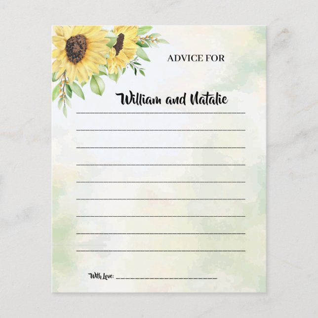 Flyer Consejo de girasoles para tarjeta de ducha de pare (Frente)