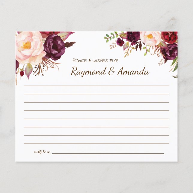 Flyer Consejo y deseos para tarjeta de ducha nupcial (Frente)